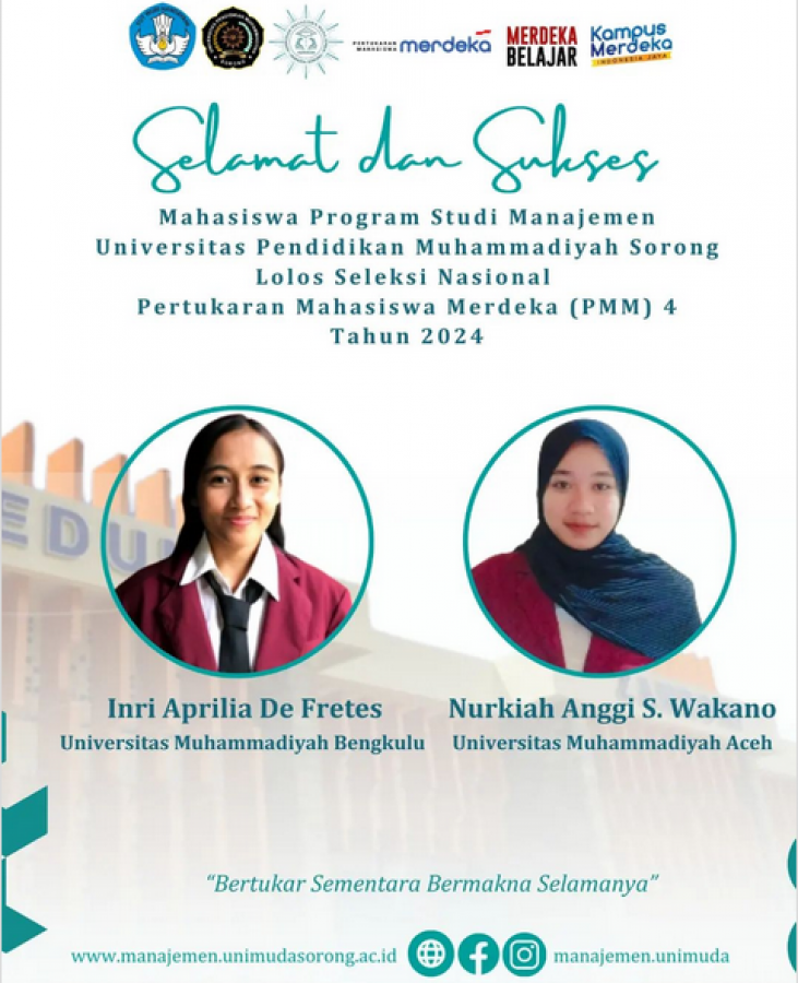 SELAMAT DAN SUKSES KEPADA MAHASISWA MANAJEMEN LOLOS PROGRAM PERTUKARAN MAHASISWA MERDEKA (PMM4)